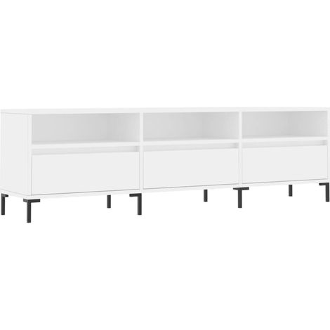 Mueble TV multimedia estantería para televisión buffet para televisión comedor salón dormitorio 150 x 30 x 44,5 cm madera contrachapada blanco 020025966