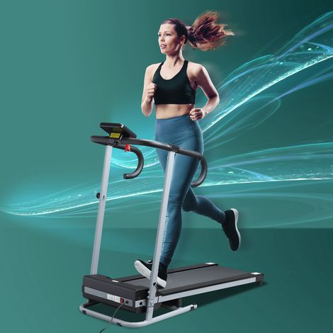 Klappbares Laufband mit Steigungsverstellung, tragbares elektrisches Laufband mit LCD-Bildschirm, Geschwindigkeit 1–10 km/h, Rollen, Griff, für Zuhause und Büro, Schwarz