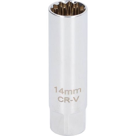 Clé à douille magnétique universelle pour bougies d'allumage, outil spécial extra plat à 12 pans, 3/8 pouce, 14 mm (1/5)