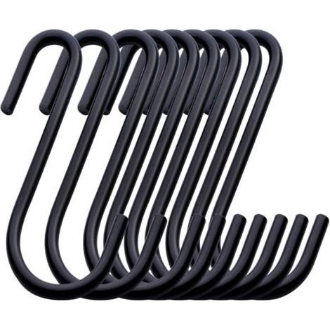 32 Edelstahl-S-Haken, 6 cm, S-förmige Metallhaken, schwarze multifunktionale S-Haken, doppelte Küchenhaken zum Aufhängen von Küchenutensilien (1/5)