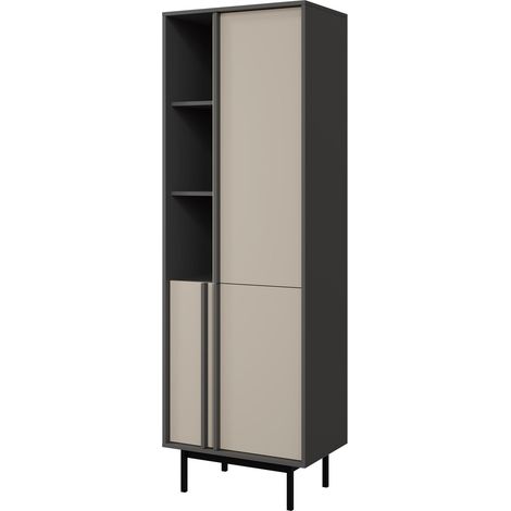 Estantería Levali 102, Beige, Con puertas, Abierto, Aglomerado laminado, Número de puertas: 0, Número de cajones: 0, 195x63x43cm