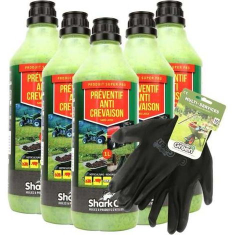 Préventif anti-crevaison Shark Oil OKO 1L par 5 + gants multi-services (1/5)