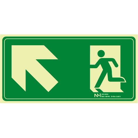 Panneau d'évacuation pour escalier, en haut à gauche, PVC 0,7 mm, classe B, 32 x 16 cm, b11151, normaluz