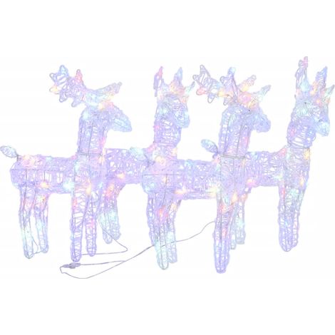 4 pcs Rennes de Noël,Décoration de Noël 160 LED Multicolore Acrylique CFW55854 (1/5)