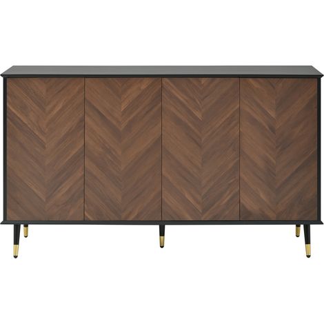 Aparador moderno HOMVRA con 4 puertas, estantes regulables, MDF y patas metálicas, 140 x 40 x 80 cm (1/5)