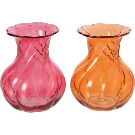 Vase en verre relief orange et fuchsia - orange et fuchsia (1/3)