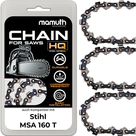 3x Chaîne de tronçonneuse 25cm 1,3mm 1/4" 60 TG pour Stihl MSA 160 T (1/4)