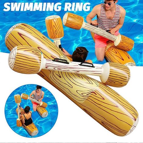 Bouée gonflable en bois, motif bois, radeau flottant portable, jouet aquatique tactile pour enfants et adultes (nouveau). (1/4)