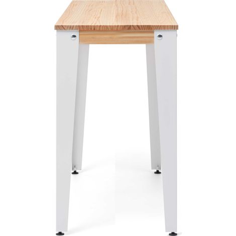 Consola Lunds 120x40x75cm Blanca en madera maciza de pino acabado natural estilo nórdico industrial Box Furniture