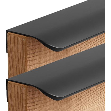 Lot de 2 poignées porte placard cuisine, poignée moderne noire à (1/5)
