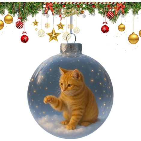 Ornement De Noël Boule Chat Décoration De Charme pour Les Fêtes Boule Pendentif Chat De Noël Pour Amateurs De Intérieur Maison Salon Fenêtre Mur Cheminée École (1/5)