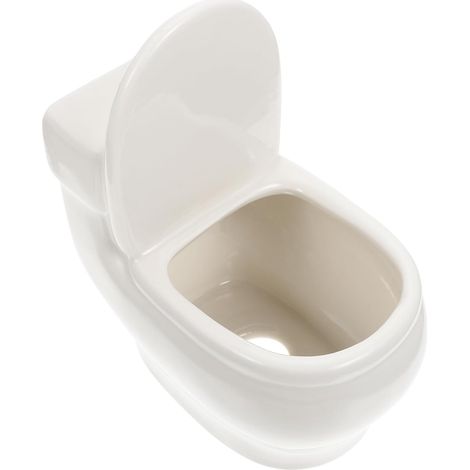 Pflanztopf aus weißer Keramik in Toilettenform für kleine