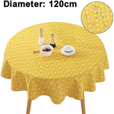 Embroidered linen tablecloth, dining room tablecloth, farmhouse kitchen tablecloth, bohemian tablecloth for round tables, diameter 120 cm (1/5)
