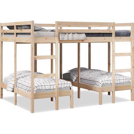 Dreifach-Etagenbett 140x200/70x140 cm Massivholz Kiefer