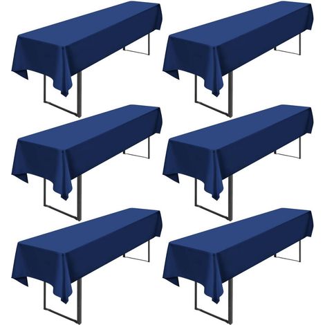 6er Set Biertischdecken marineblau 250x100cm 200GSM Polyester, waschbar