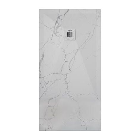 ONDEE - Plato de ducha NOLA 3 - Puede cortarse - 90x200x3cm - Resina - Mármol blanco