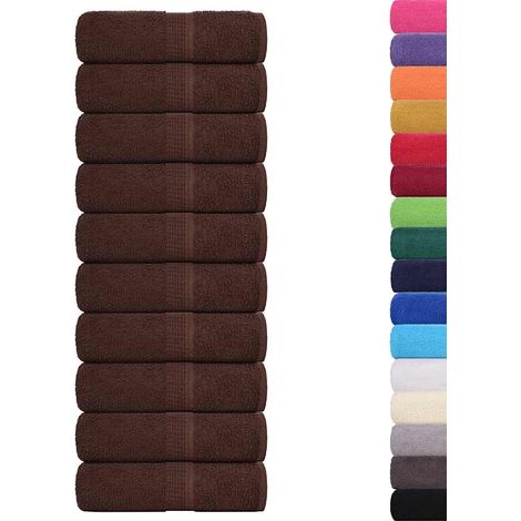 Serviettes de visage 10 pcs marron 30x30 cm 360 g/m² 100% coton CFW963081 (1/5)