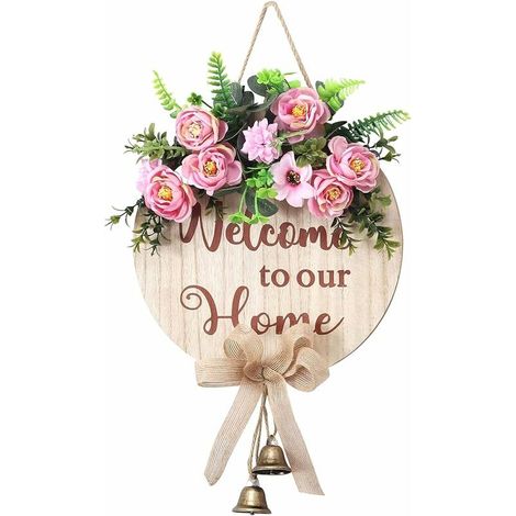Welcome sign for front door decoration for farmhouse porch hanging, exterior wall, door signs for home, for spring, summer, autumn, all seasons, all holidays. (1/5)