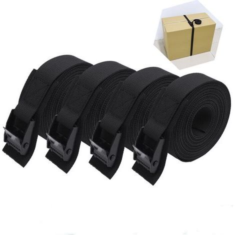 Sangle d'arrimage courte rembourrée 25cm – Boucle de serrage pour fixation sécurisée – Polyester robuste – Lot de 4 pièces