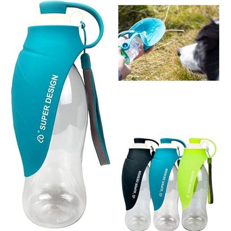Gourde Chien, Gourde pour Chien, 650 ML Voyage en Plein Air Portable Étanche Chien Distributeur d'eau Distributeur Bouteille Gobelet pour Chien Bleu (1/4)