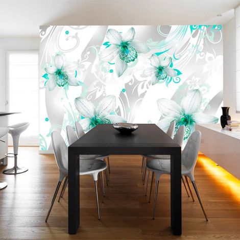 Papier peint sons de subtilité turquoise - 200 x 140 cm