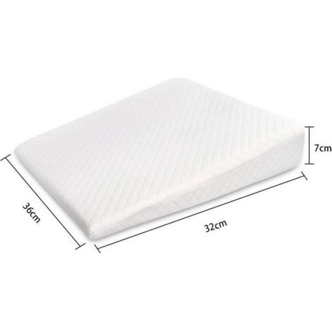 Oreiller Anti-crachats - Oreiller De Pente Triangle Pour Bébé - Mousse À Mémoire - 33x34x7 Cm - Blanc - 1 Pièce (1/4)