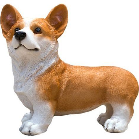 Statue de chien Style mignon vif petit ornement de Corgi en résine compacte pour jardins bureaux d'intérieur jaune. (1/5)