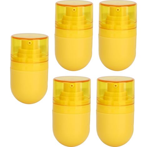 Lot de 5 flacons de voyage de 15 ml, design sous vide, jaunes, à poussoir, en PET résistant, pour shampoing et lotion cosmétiques (1/5)