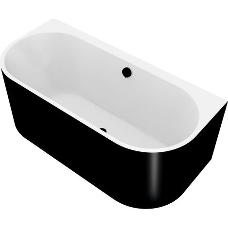 ASTRA DL MONOLITH Baignoire adossée au mur 160x75x60cm, Blanc/noir (1/4)