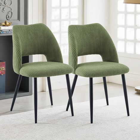 AINPECCA Dining Chairs Set of 2 Velvet Kitchen Counter Chairs with Booster Padded Seat Strong Black Metal Legs Backrest for Living Room Bedroom,Green