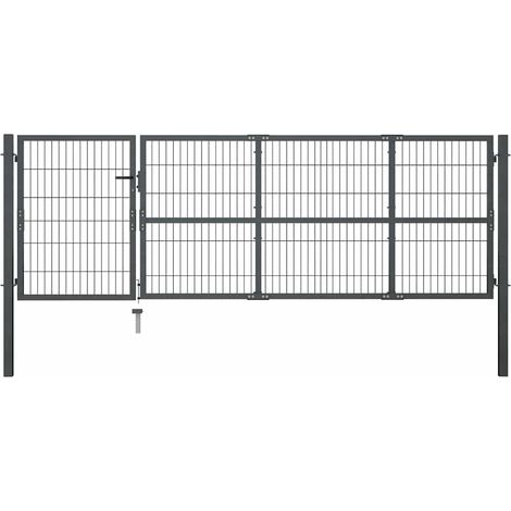 Portail de jardin-Portillon de jardin avec poteaux en acier 350 x 100 cm anthracite (1/5)