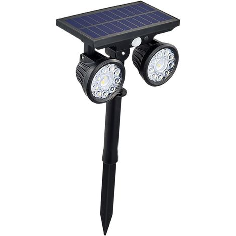 Lampe Solaire Extérieure Double Tête pour Jardin et Allée, Blanc Froid, Détection de Mouvement Automatique, Étanche Ip65, Éclairage Pelouse Sécurisé (1/5)