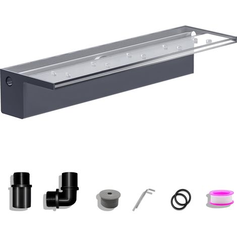 Ensemble de couteaux en cascade de bassin, fontaine de piscine en acrylique de 60 cm avec accessoires, bec large de 15 cm, jeu d'eau, cascade pour jardin, terrasse, décoration (1/5)
