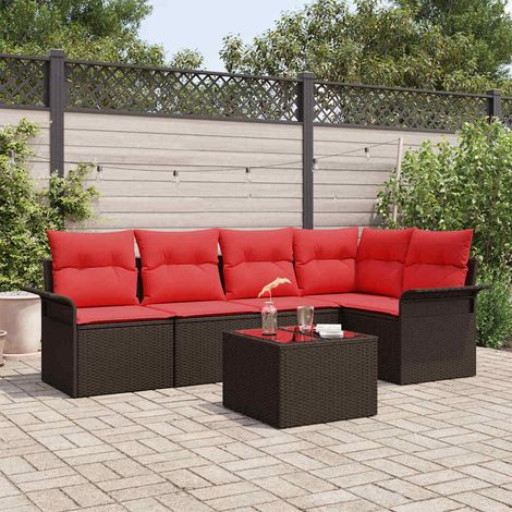 vidaXL Ensemble de canapé de jardin 6 pcs Marron polyrotin (1/5)