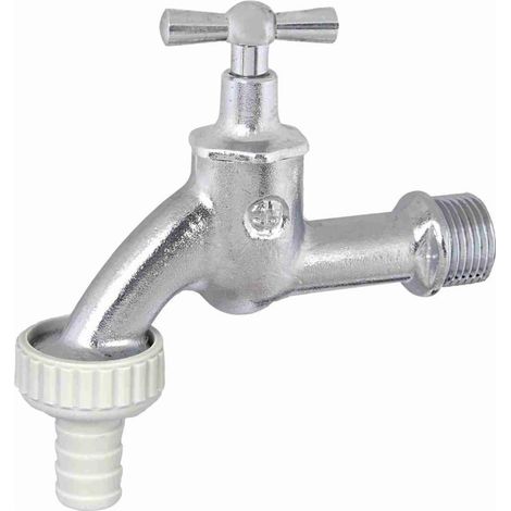 Auslaufventil mit Schlauchverschraubung, mit Knebel-Oberteil, 3/4", matt chrom (1/5)