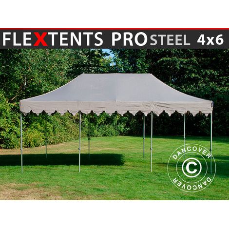 Pop up gazebo FleXtents PRO Steel "Morocco" 4x6 m Latte