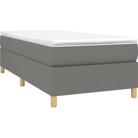 vidaXL Cadre de lit à lattes gris foncé 90x190 cm tissu