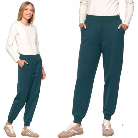 Comodi pantaloni della tuta da donna in cotone Moraj Green 2XL Verde scuro (1/5)