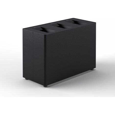 Pattumiera a 3 Scomparti Totale 72 L 71,5x33x49 cm con Contenitori Interni in Acciaio Verniciato Nero