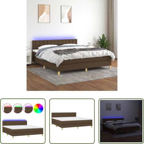 Matratze - Boxspringbett mit Matratze & LED Dunkelbraun 160x200 cm Stoff (1/5)