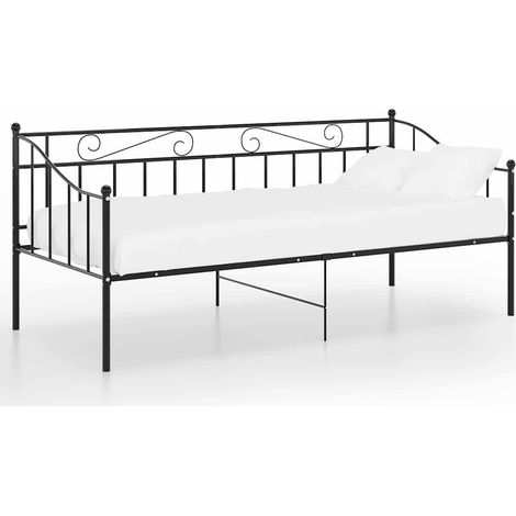 Maison Exclusive - Schlafsofa Bettgestell Schwarz Metall 90x200 c (1/5)
