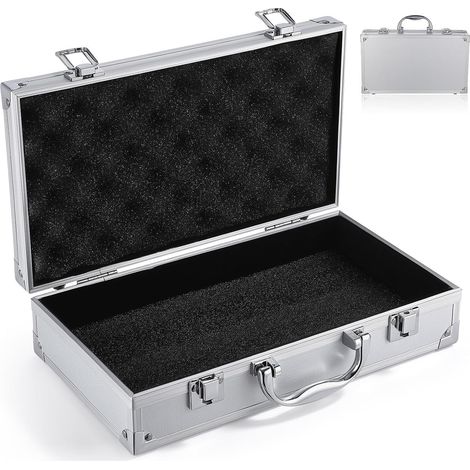 Boîte de Rangement Outils Ouverture et Fermeture Lisses en Alliage D'aluminium Argenté, Grosse Capacité Trousse Pratique pour Maison et Voyage d'affaires (1/5)
