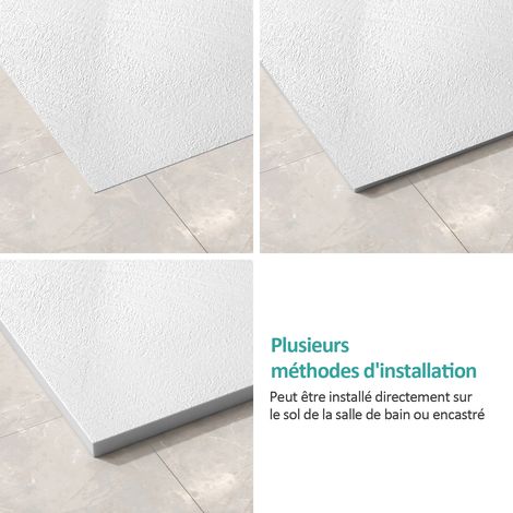 EMKE Receveur de douche, receveur de douche plat antidérapant SMC receveur de douche coupé sur mesure  90x90cm Blanc