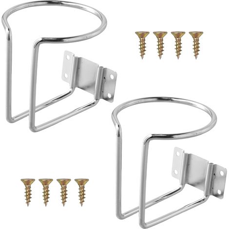Porte-Gobelet - Lot de 2 - Acier Inoxydable - Fixation Par Vis - Pour Bateau Et Voiture - Argent - 77mm (1/5)