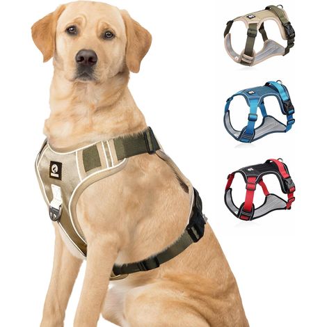 Harnais pour Chien, Harnais Anti-Traction Réglable avec Bandes Réfléchissantes et Poignée Contrôle, Harnais Robuste avec Panneau Auto-Agrippant pour Chien Moyen, Grand, Petite (1/5)