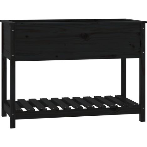 Maison Exclusive - Fioriera con Mensola Nera 111,5x54x81cm Legno Massello di Pino