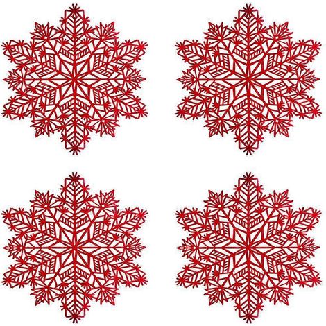 Sets de table décoratifs flocons de neige rouges, sets de table de cuisine pour Noël, les fêtes et les mariages. (1/5)