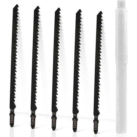 5 Lames de Scie Sauteuse, Tige en T, Acier Carbone, 180mm, Pour Bois et Métal