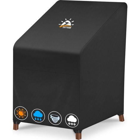Abdeckhaube für Stapelstühle, wasserdicht, 600D Oxford, 71x91x120 cm, schwarz (1/5)