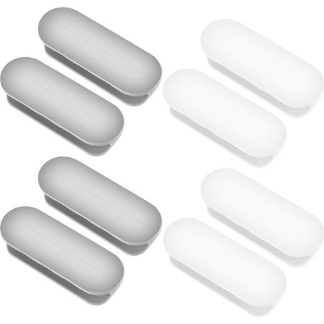 8 Pièces Poignee Porte Coulissante Auto Adhésif, Fenêtre Poignée, Bouton de Porte Plastique, Poignee pour Porte, Meuble, Armoire, Réfrigérateur, Fenêtre, Placard - Blanc+Gris (1/5)